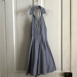 Blue & White Striped T-Shirt Dress w/ exposed back